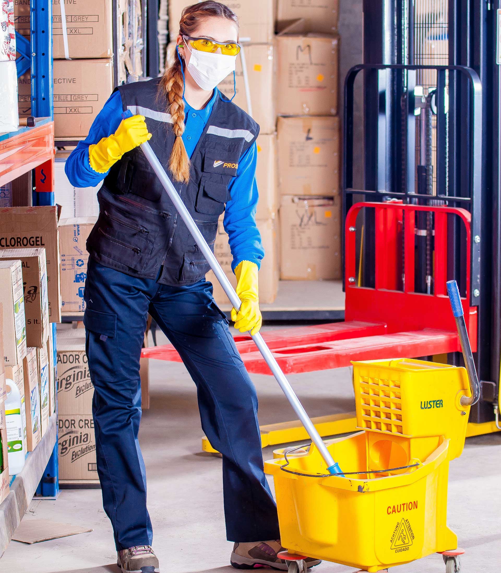 woman mopping floor